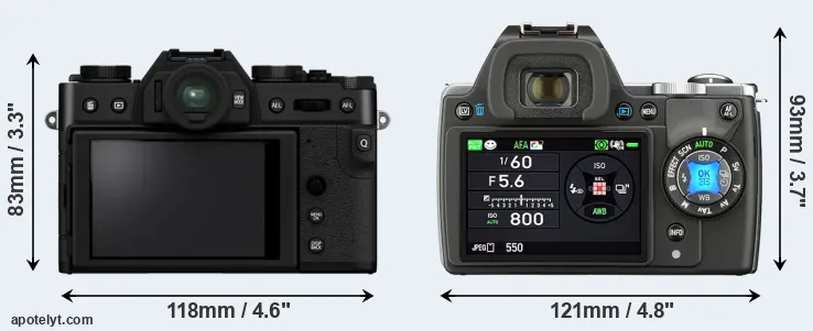 Comparison X-T30 II or K-S1 rear