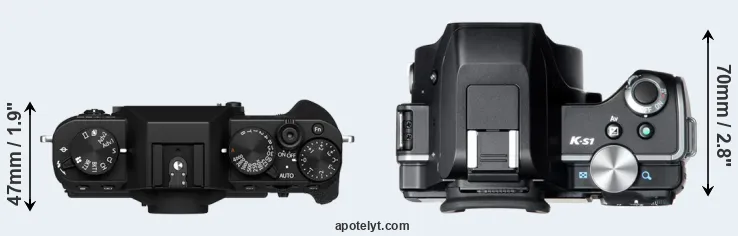 Compare X-T30 II versus K-S1 top