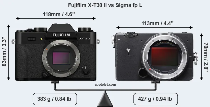 Size Fujifilm X-T30 II vs Sigma fp L