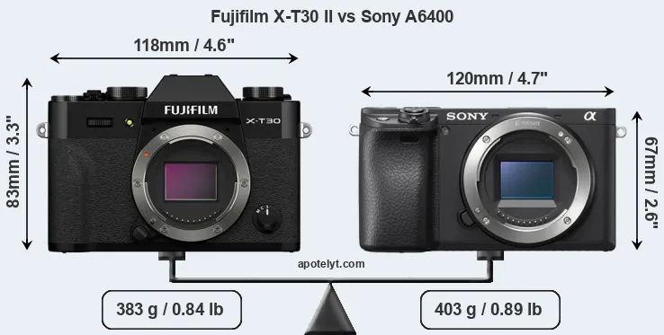 Size Fujifilm X-T30 II vs Sony A6400