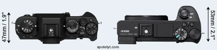 Compare X-T30 II versus A6500 top