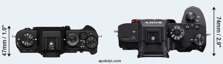 Compare X-T30 II versus A7R III top