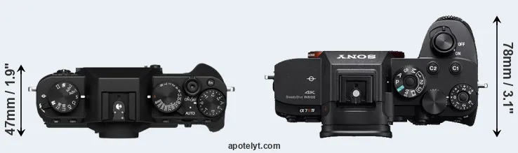 Compare X-T30 II versus A7R IV top