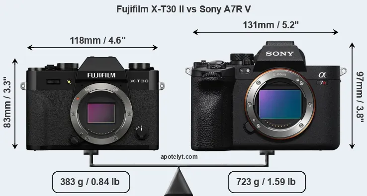 Size Fujifilm X-T30 II vs Sony A7R V