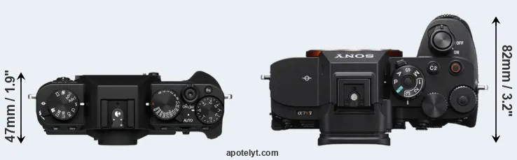 Compare X-T30 II versus A7R V top