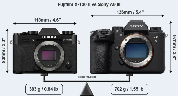 Size Fujifilm X-T30 II vs Sony A9 III