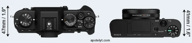 Compare X-T30 II versus RX100 IV top