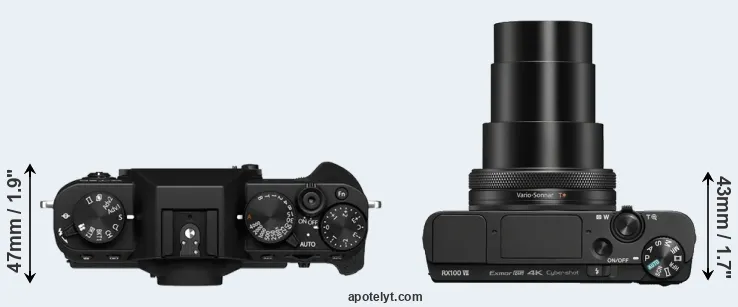 Compare X-T30 II versus RX100 VII top