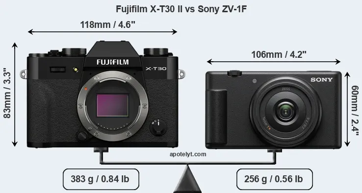 Size Fujifilm X-T30 II vs Sony ZV-1F