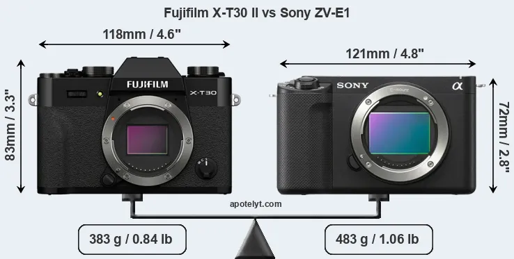 Size Fujifilm X-T30 II vs Sony ZV-E1