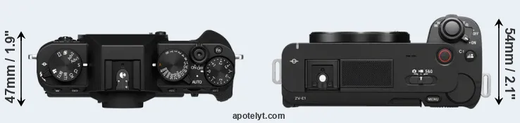 Compare X-T30 II versus ZV-E1 top