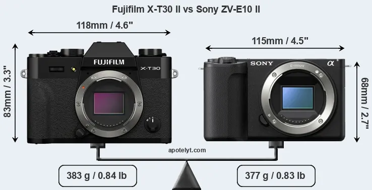 Size Fujifilm X-T30 II vs Sony ZV-E10 II