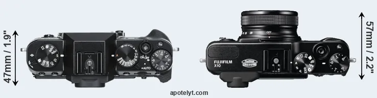 Compare X-T30 versus X10 top