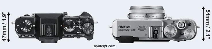 Compare X-T30 versus X100 top