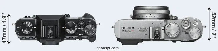Compare X-T30 versus X100F top