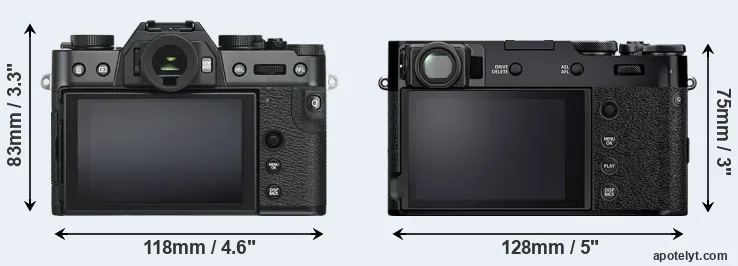 Comparison X-T30 or X100V rear