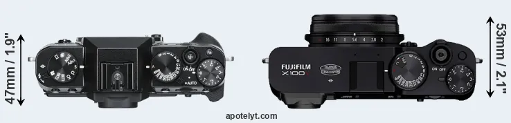Compare X-T30 versus X100V top
