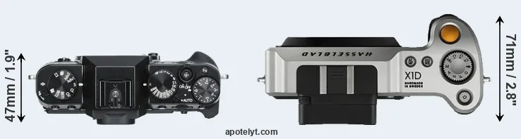 Compare X-T30 versus X1D top