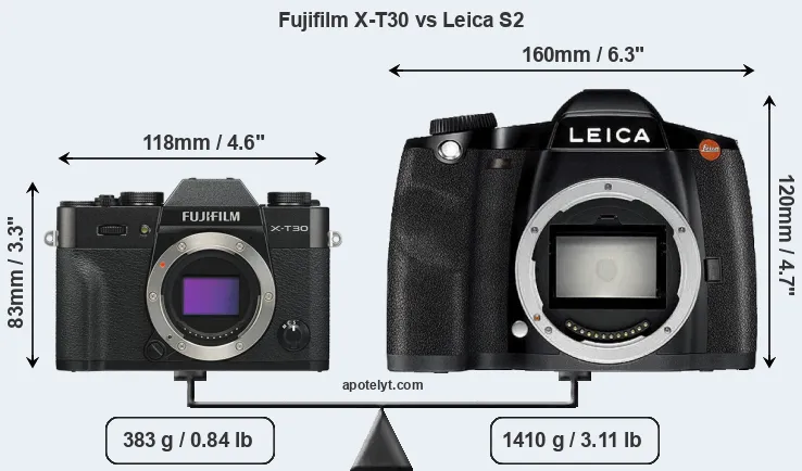 Size Fujifilm X-T30 vs Leica S2