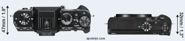 Compare X-T30 versus J5 top