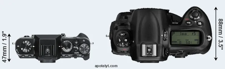 Compare X-T30 versus D3 top