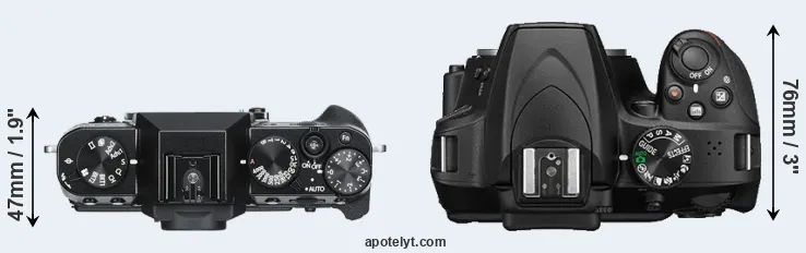 Compare X-T30 versus D3400 top