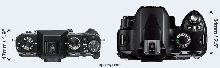 Compare X-T30 versus D40 top
