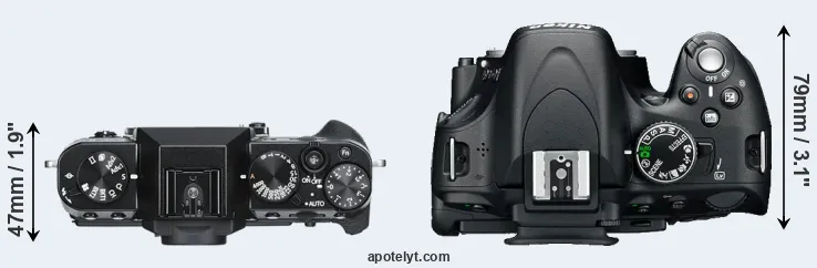 Compare X-T30 versus D5100 top