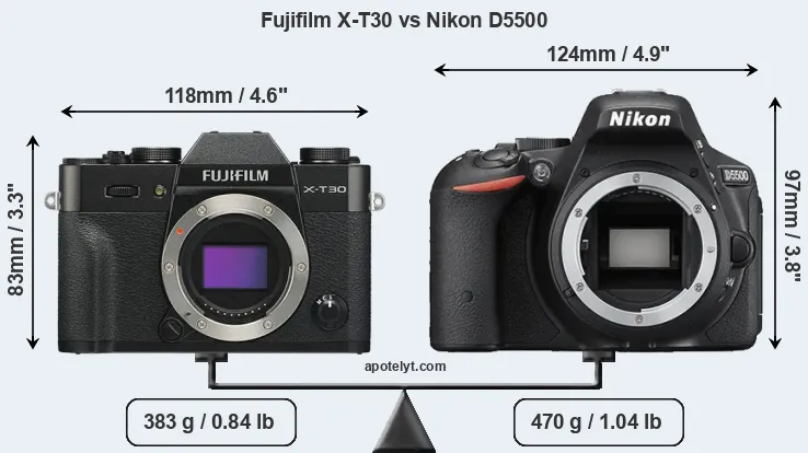 Size Fujifilm X-T30 vs Nikon D5500