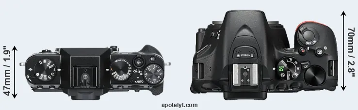 Compare X-T30 versus D5500 top