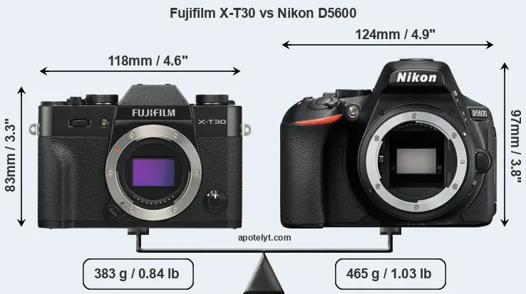 Size Fujifilm X-T30 vs Nikon D5600