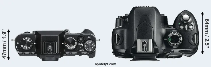 Compare X-T30 versus D60 top