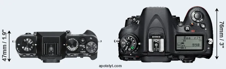 Compare X-T30 versus D7100 top