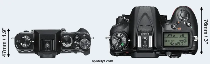 Compare X-T30 versus D7200 top