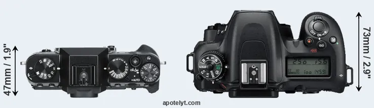 Compare X-T30 versus D7500 top