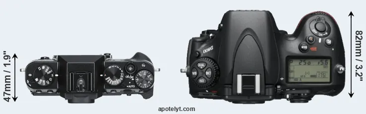 Compare X-T30 versus D800 top