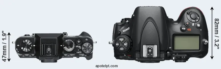 Compare X-T30 versus D800E top