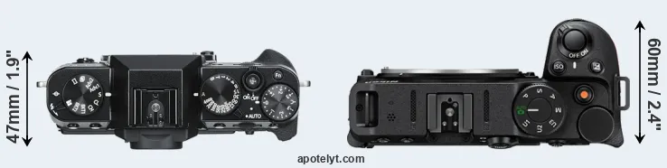 Compare X-T30 versus Z30 top