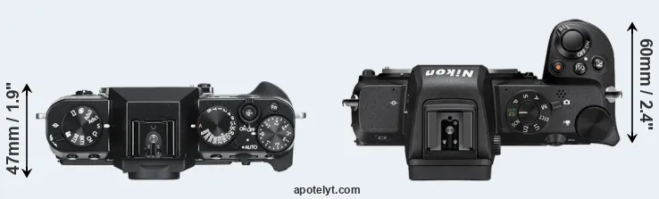 Compare X-T30 versus Z50 top