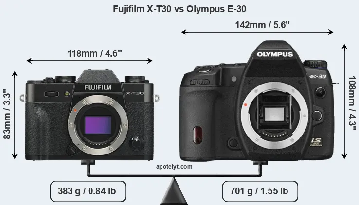 Size Fujifilm X-T30 vs Olympus E-30