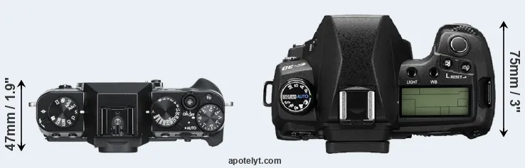 Compare X-T30 versus E-30 top