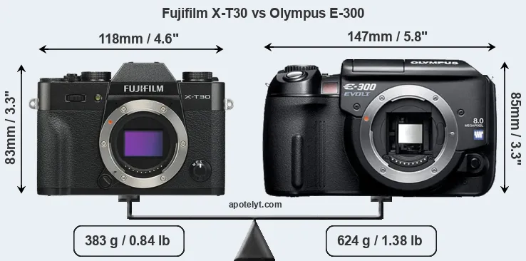 Size Fujifilm X-T30 vs Olympus E-300
