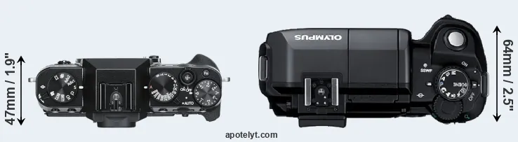 Compare X-T30 versus E-300 top