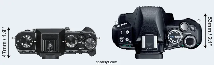 Compare X-T30 versus E-410 top
