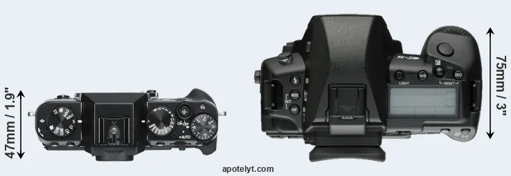 Compare X-T30 versus E-5 top
