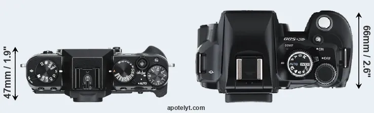 Compare X-T30 versus E-500 top
