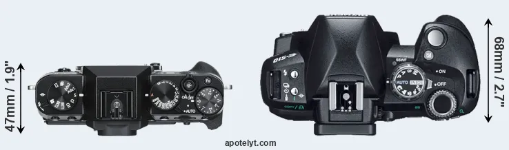 Compare X-T30 versus E-510 top