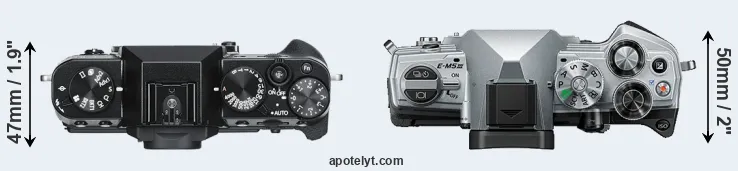 Compare X-T30 versus E-M5 III top