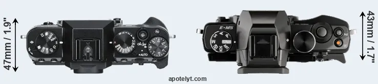 Compare X-T30 versus E-M5 top