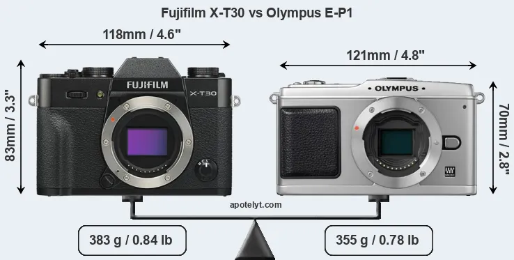 Size Fujifilm X-T30 vs Olympus E-P1